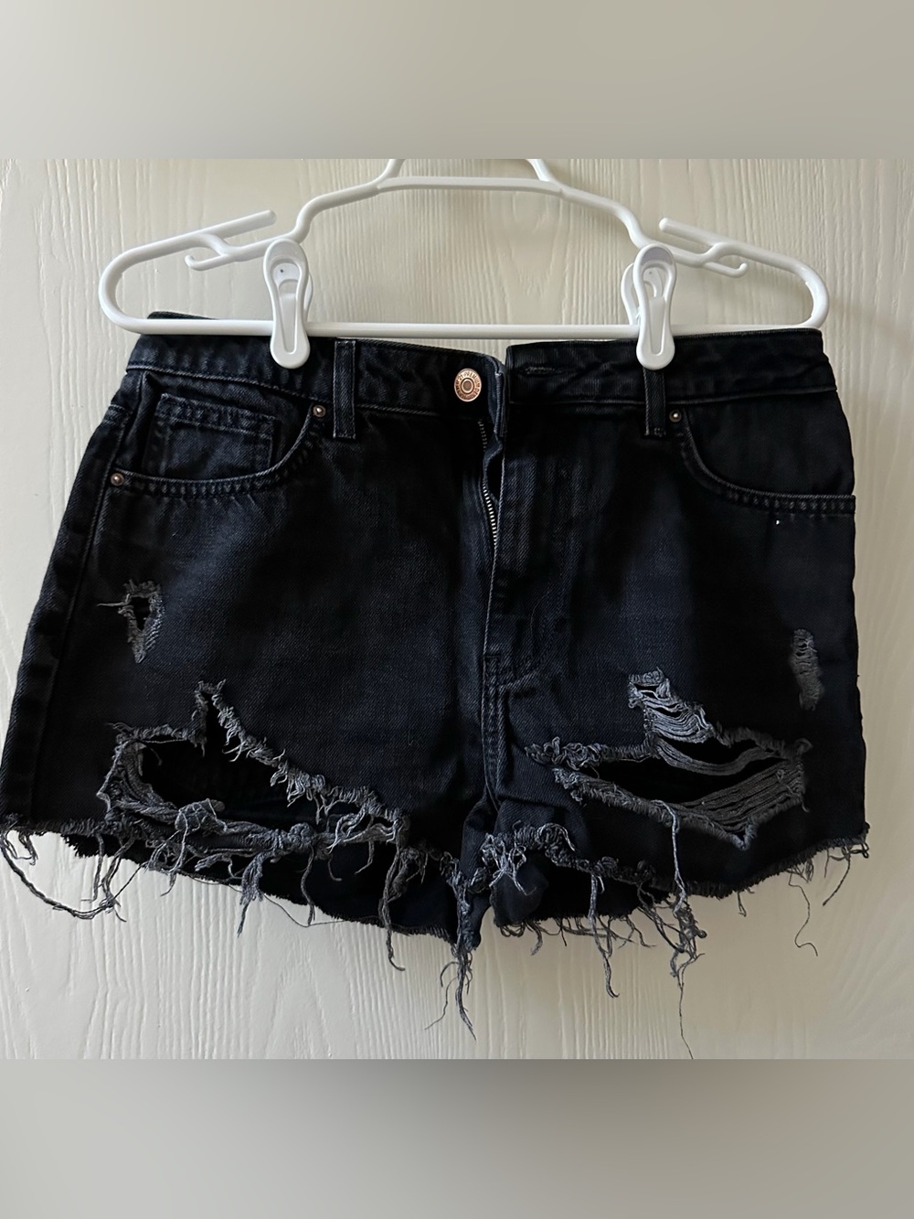 Forever 21 Black Distressed Jean Shorts